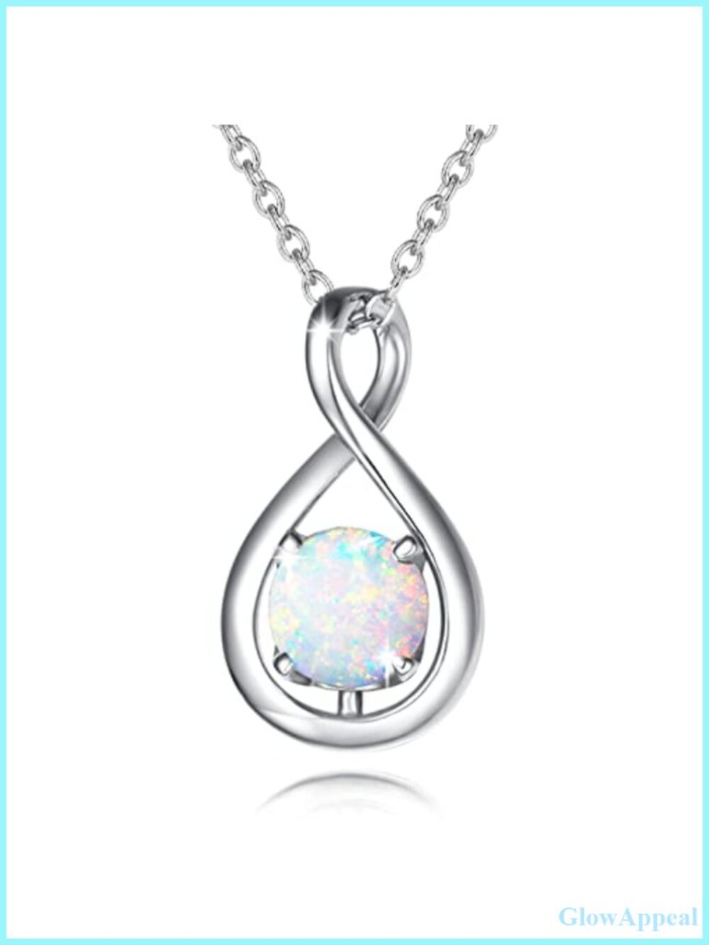 Infinity Birthstone Necklace White Gold Plated Sterling Silver Pendant